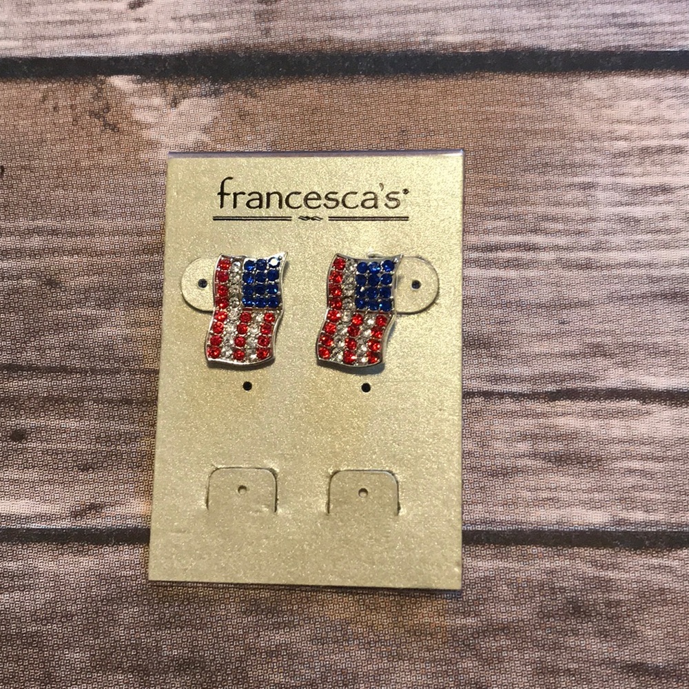 Francesca's American Flag Pave Earrings